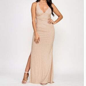Formal dress / Prom Dress - Gold - Shimmer